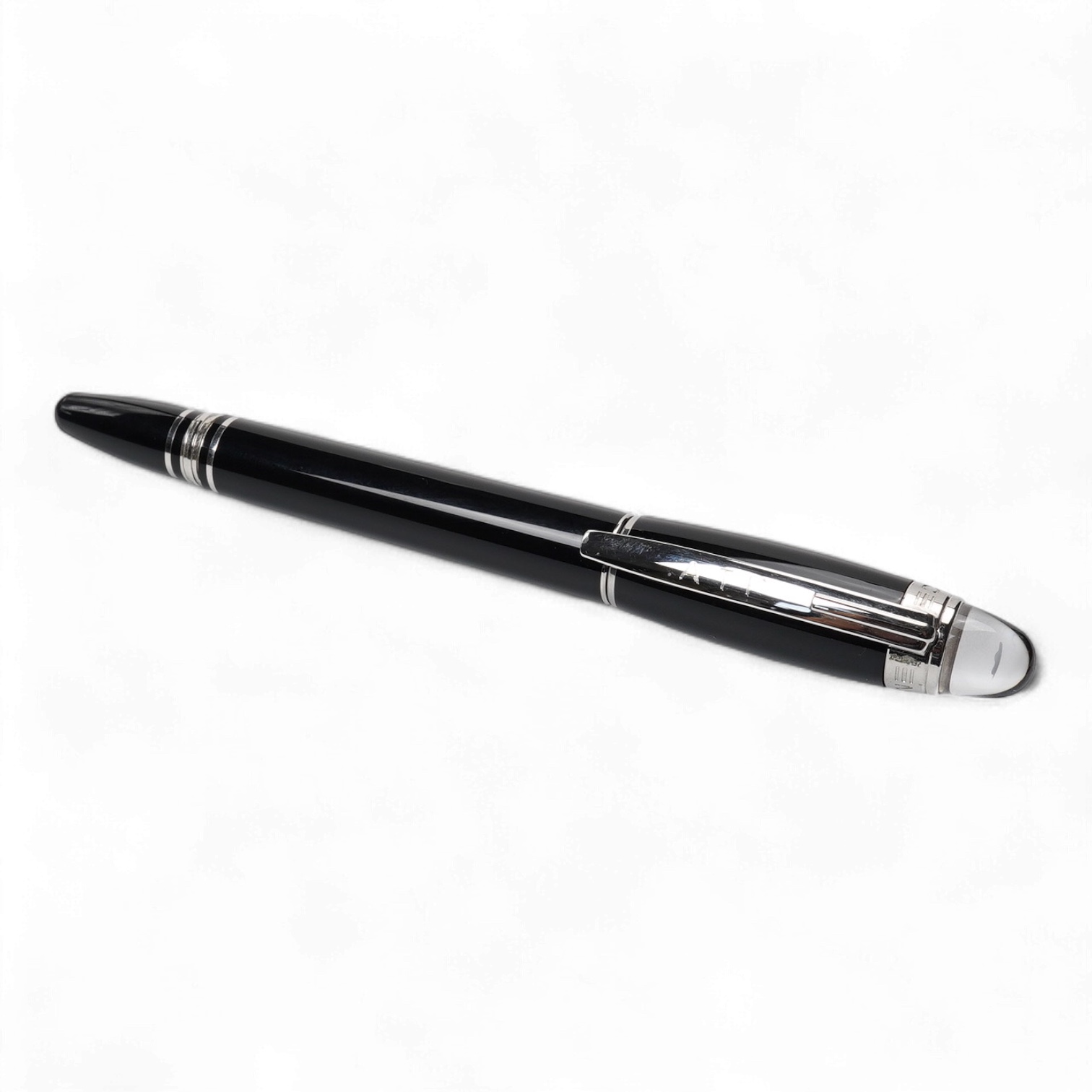 A modern Montblanc 'Starwalker' black with platinum coated trim, medium 18ct. nib